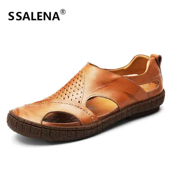 

Men Hollow Fashion Mesh Sandals Male Outdoor Slip-On Leather Breathable Shoes Men Comfortable Anti-Slippery Sneakers AA51637