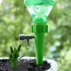 Drip Irrigation Automatic Plant Waterers System Adjustable drip water spikes taper plants pot watering for Coke bottles 2pcs