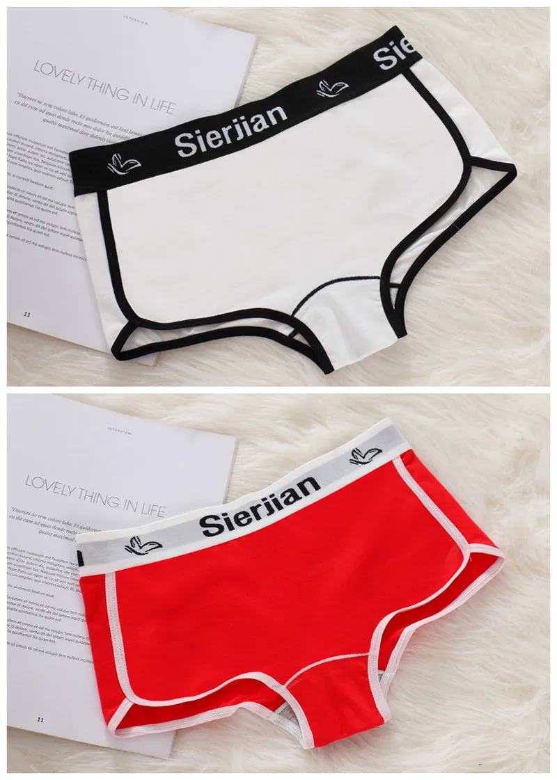 2PCS Fitness boyshorts women underwear cotton female Panties ladies Panty womens boxer briefs motion shorts Letter Fashion - Цвет: White Red