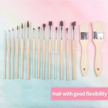 2267 Высокое качество 16 шт корейские импортные синтетические волосы Длинная Деревянная Ручка Холст мешочек акриловая Акварельная краска художественная кисть