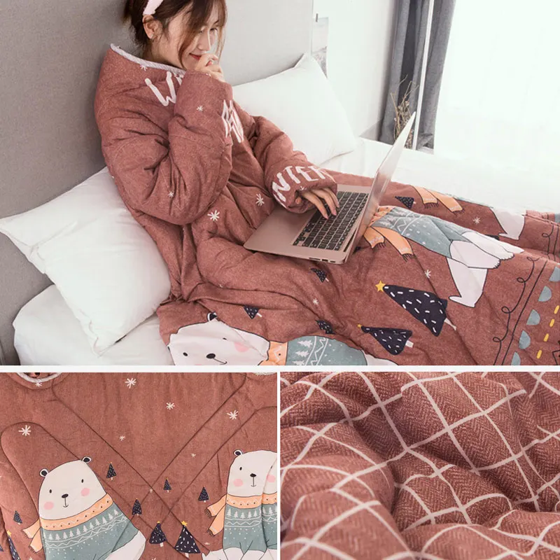 

1 Pcs Lazy Quilt With Sleeves Warm Thicken Blanket Multifunction For Home Winter Nap HUG-Deals