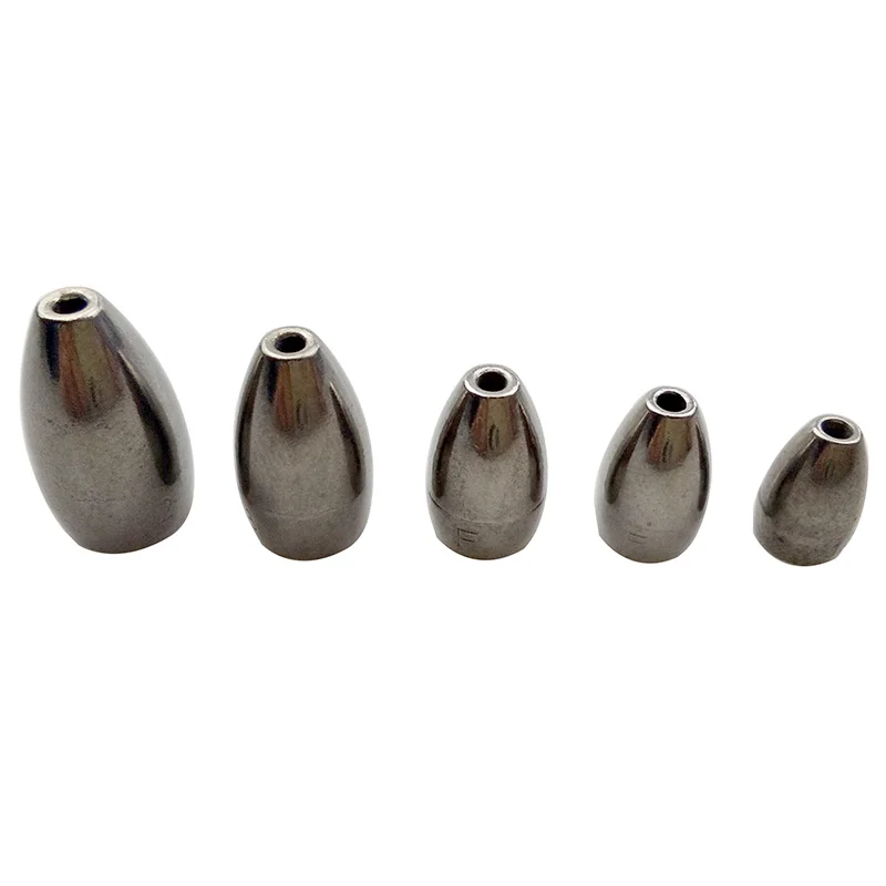 5pcs 100% Tungsten Bullet Fishing Sinker For Texas Rig Silver Plastic Worm Inline Weights