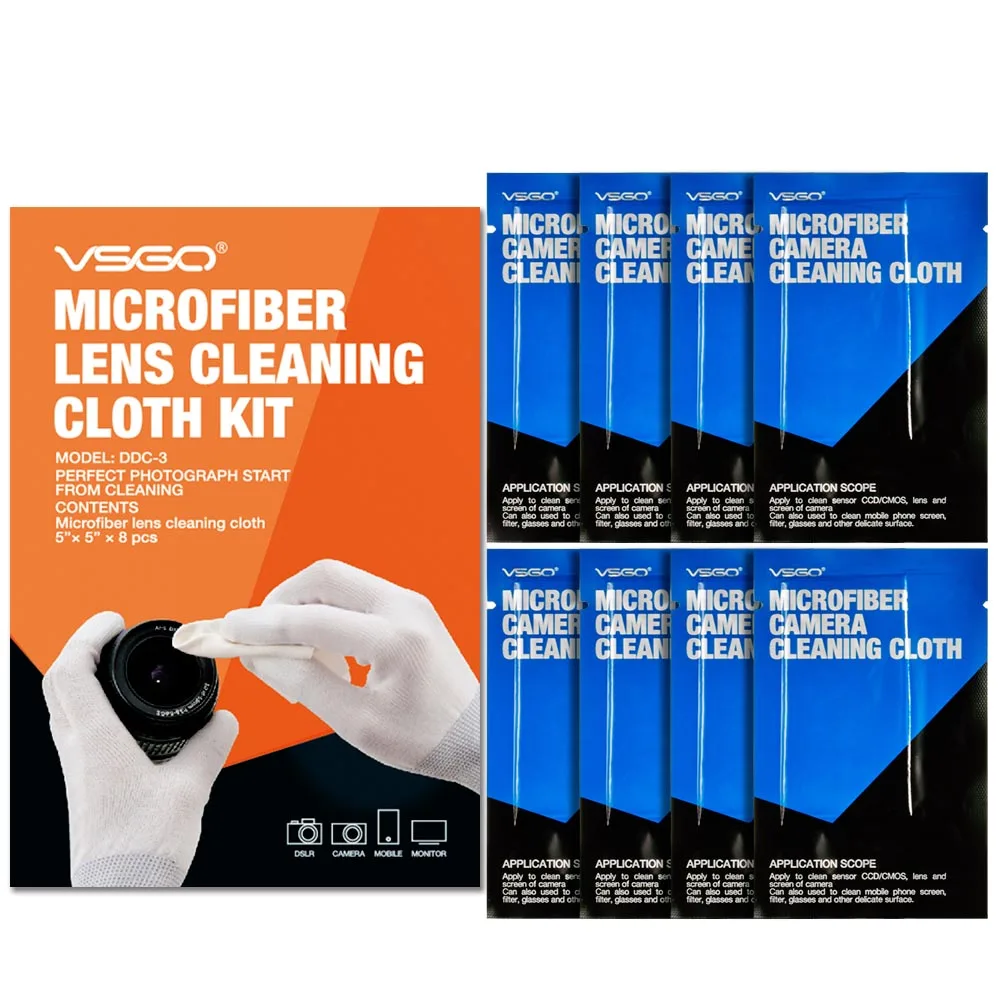 8 шт.! VSGO Magicfiber ткань для чистки оптических линз для камеры, микроскопа, линз проектора, очков