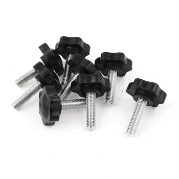 

8 Pcs Black Spare Part M8 x 30mm Male Threaded Knurled Grip Star Knob