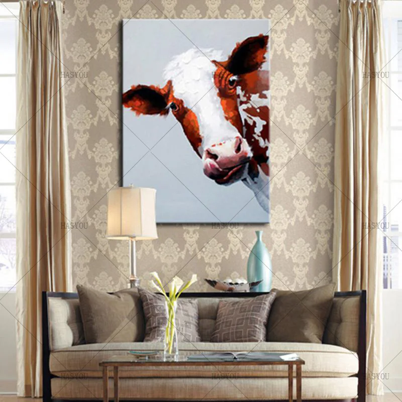 Cow-Oil-Painting-Hand-Painted-Animal-Canvas-Painting-Pictures-for-Sitting-Room-Decoration-Modern-Animal-Cow