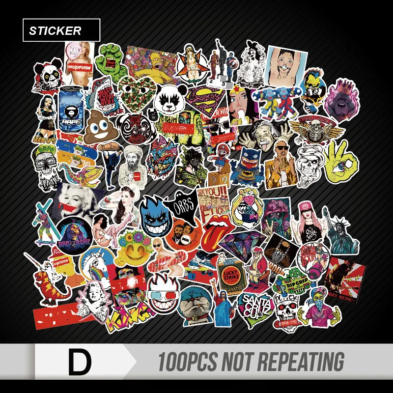 100pcs Mixed Cartoon Toy Stickers for Car Styling Bike Motorcycle Phone Laptop Travel Luggage Cool Funny Sticker Bomb JDM Decals