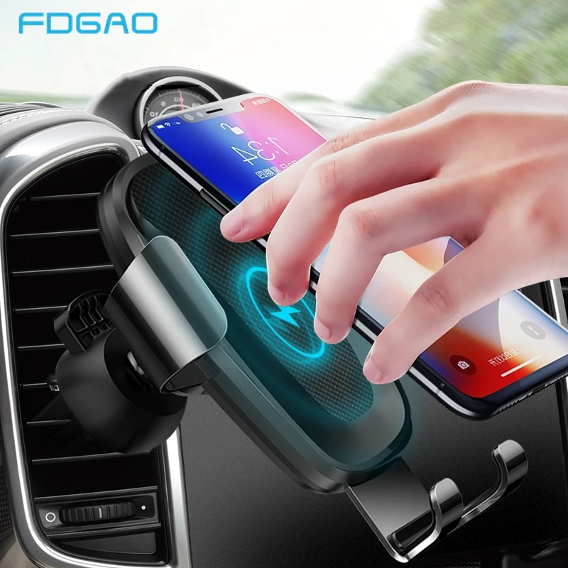 FDGAO автомобильное крепление Qi Беспроводное зарядное устройство для iPhone XS Max X XR 8 Быстрая зарядка автомобильный держатель телефона автоматический зажим для samsung S9 S8