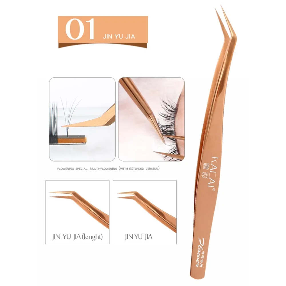 KACAI stainless steel Mink eyelash extension tweezers professional Volume Eye Lashes Tweezers make up tool eyebrow tweezer