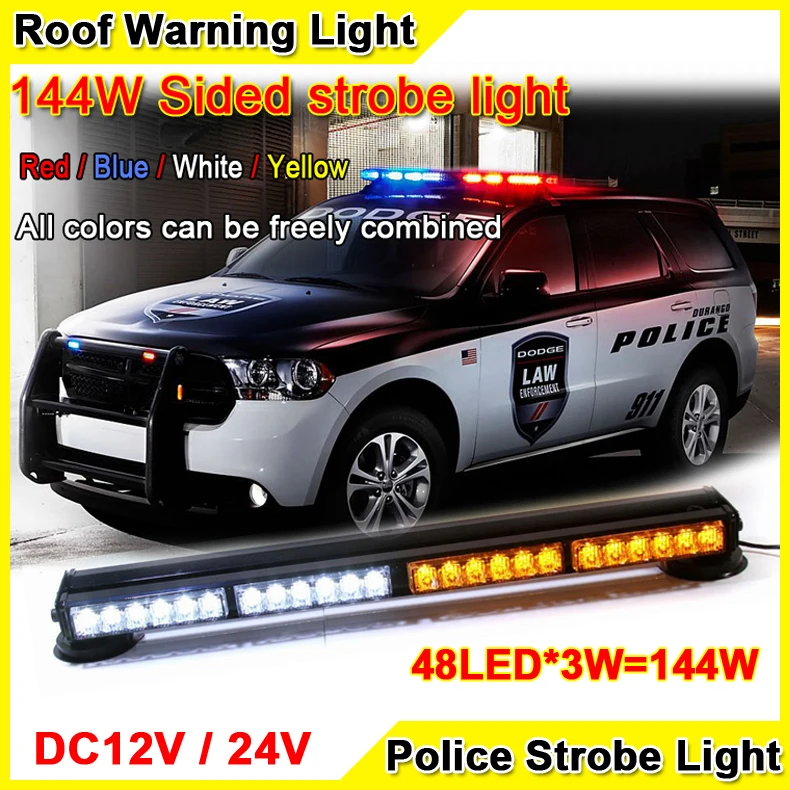 144W Super Bright Car Roof Led Strobe Lights Bar Ambulances Fire Trucks
