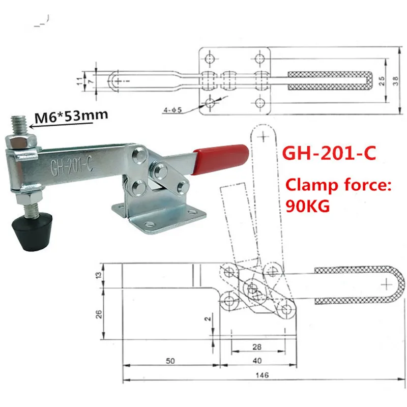 New Lon0167 Red Grip Featured Metal Horizontal Quick reliable efficacy Holding Toggle Clamp Hand Tool 90Kg 198lbs B201 id:fa2 15 99 890 New Lon0167 Red Grip Featured Metal Horizontal Quick reliable efficacy Holding Toggle Clamp Hand Tool 90Kg 198lbs B201 id:fa2 15 99 890