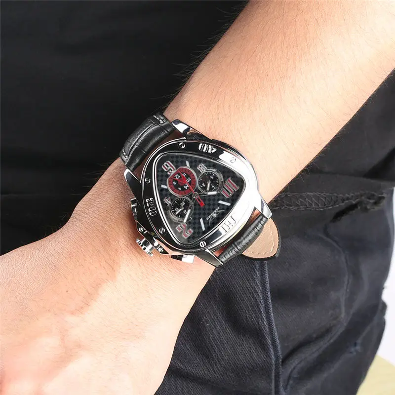 

Jaragar Hand-winding Mechanical Watch Special Triangle Case Premium Leather Band Tevise 2019 erkek kol saati