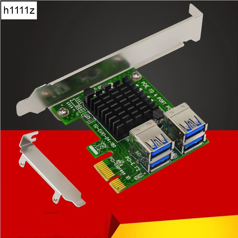 

New PCI-E Riser 4 Ports USB 3.0 PCI Express Riser Card PCI-E 1x 16x Extender Converter Adapter with LED for Bitcoin Miner Mining