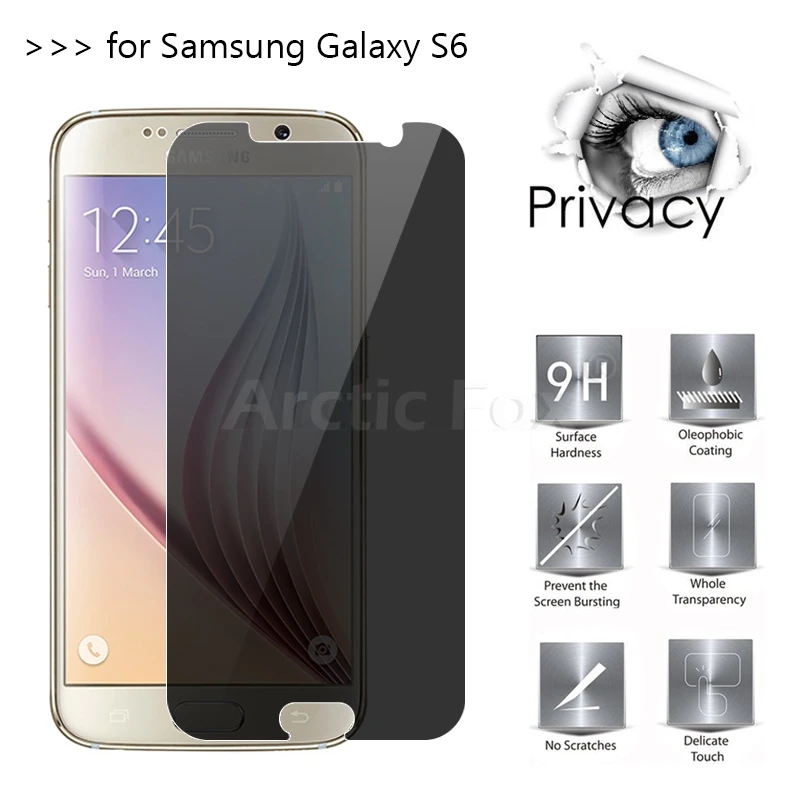 

Top Quality 2.5D Arc Edge Anti-Spy Privacy Tempered Glass For Samsung Galaxy S6 Screen Protector Film Guard Cover Shield