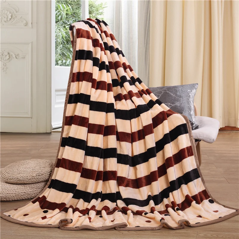 

Stylish Bohemian Stripe Pattern The Rural Style Purple Printing Pattern Elegant Soft Throw Blanket Warm Coral Plaid Blankets
