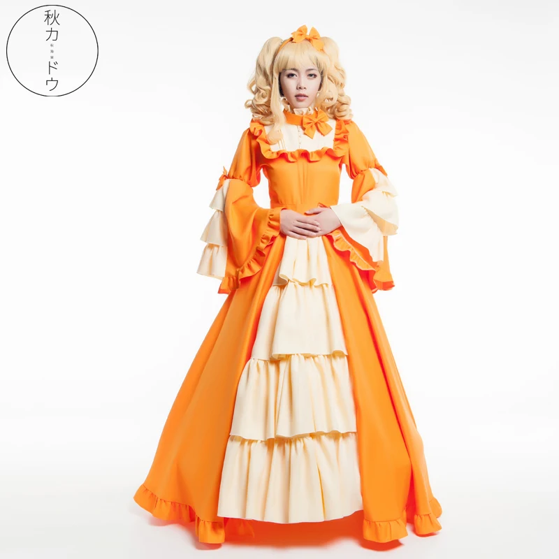 

Anime Black Butler cosplay Elizabeth Ethel Cordelia Midford Halloween cos palace girls female Orange princess Lolita dress