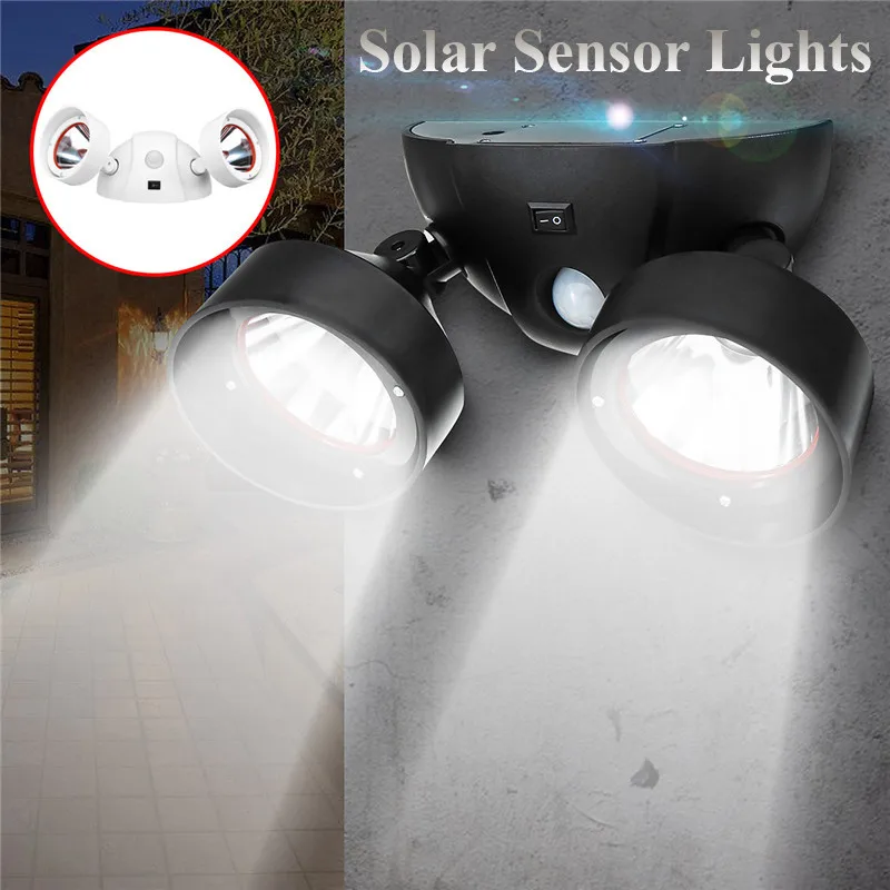 

Mising Motion Sensor Light LED Solar Powered Lamp Rotatable Double Dural Heads Security Wall Lamp For Outdoor Garden