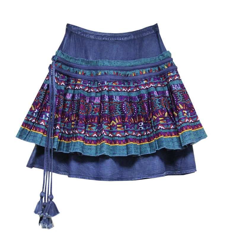 Юбки Женские s 2018 Yuzi.may Boho новая хлопковая льняная Женская юбка трапециевидная с