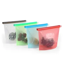 Reusable Silicone Food Bag Fresh Hermetic Fruit Meat Storage Bag Refrigerator Zipper Packing Bags Broth Frozen Kitchen Organizer