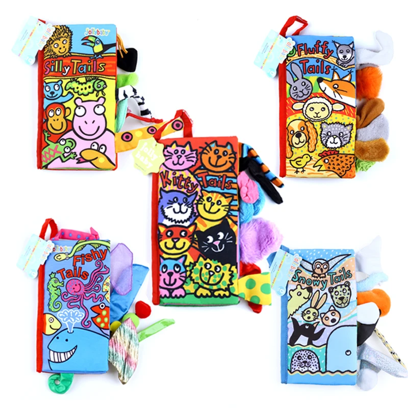 

Baby Toys Tail book Infant Kids Early Development Cloth Books Learning Education Unfolding Activity Books Animal Tails Style