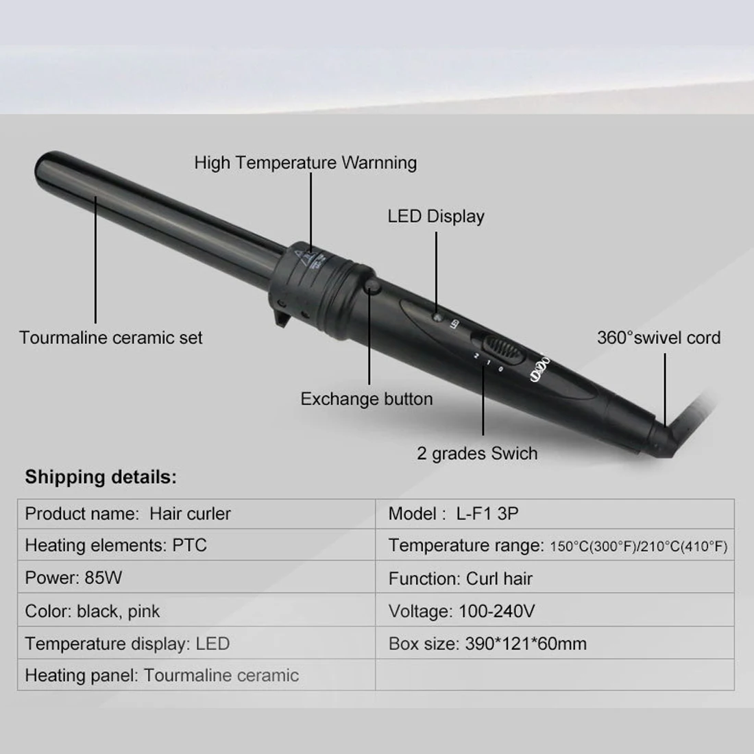 

New 3 In 1 Hair Curlers Care Styling Curling Wand Interchangeable 3 Parts Clip Hair Iron Curler Set Curler Hair Styles Tool