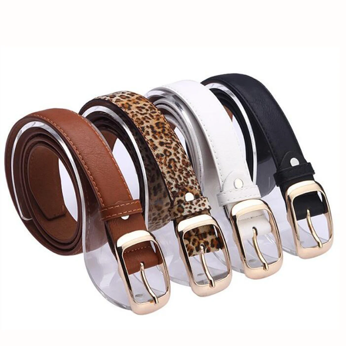 

Good Quality Fashion Women Belt Faux Leather Metal Buckle Straps Fashion Accessories