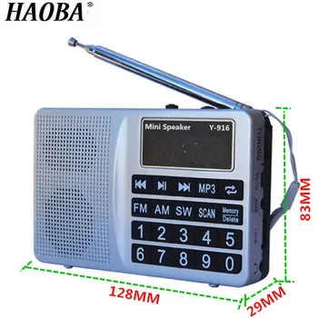 

HAOBA Portable Mini Radio FM / AM / SW Band MP3 Player Support USB TF Card Digital Display FM Speaker Radio