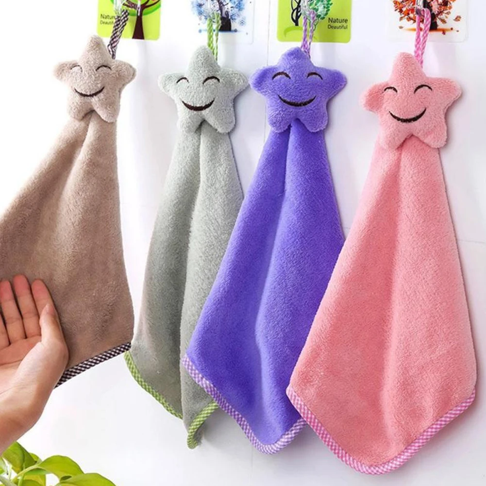

Kitchen Bathroom Star Hand Towel Soft Kids Child Wipe Hanging Cute Cartoon Towel
