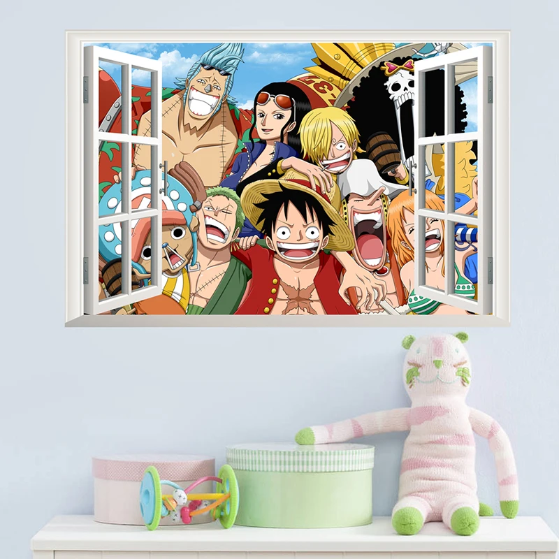 Cartoon Japanese Anime 3D Window Wall Hole Stickers For Nursery Kids Room Decor Home Comic Moive PVC Decor Mural Wall Art Decals