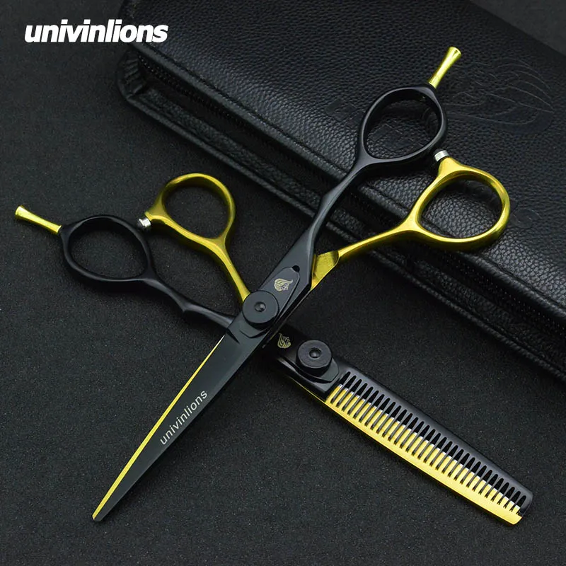 5.5/6" black gold barber hair scissors hairdressing scissors professional hair scisor barber supplies shears gift japan haircut