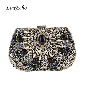 

2019 New-style Dinner Bag beads embroidered bag ladies high-grade diamond-inlaid bride evening bag banquet inclined handbag