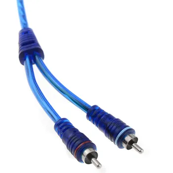 

15' FEET CAR AUDIO INTERCONNECT CABLE Car Stereo AMP RCA Blue 2Channel AMP Audio VEP61 P10