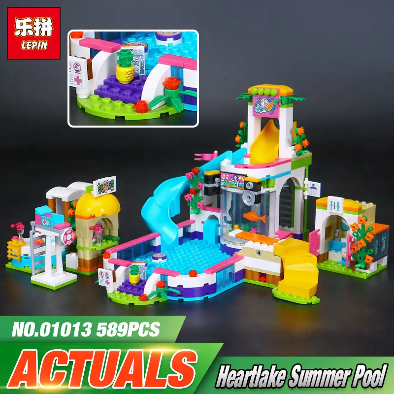 

Lepin 01013 Genuine 589Pcs Girls Series The Heartlake Summer Pool Set 41313 Building Blocks Bricks Funny Toys For Kids As Gifts