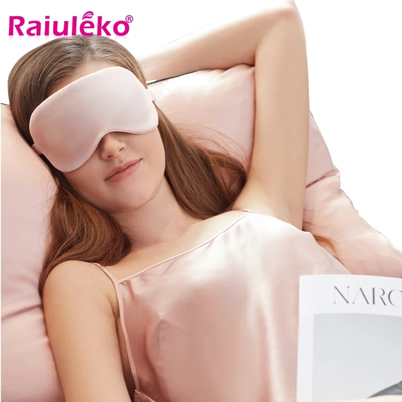 Raiuleko 100% Pure Silk Sleeping Eye Mask Supple Eye Shade Portable Travel  Eyepatch Breathable Smooth Upscale Shading Sleep Mask