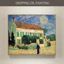 Художники воспроизводят высокое качество Ван Гог Картина маслом Ручная роспись пейзаж белый дом ночью картина маслом