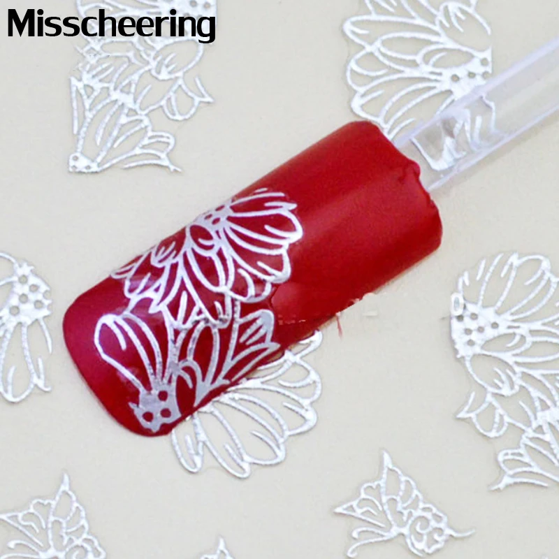 

3d Gold Silver Nail Art Stickers Decals 1sheet Flowers Design Metallic Adhesive Nail Foils Tips Decoration DIY Nail Supplies
