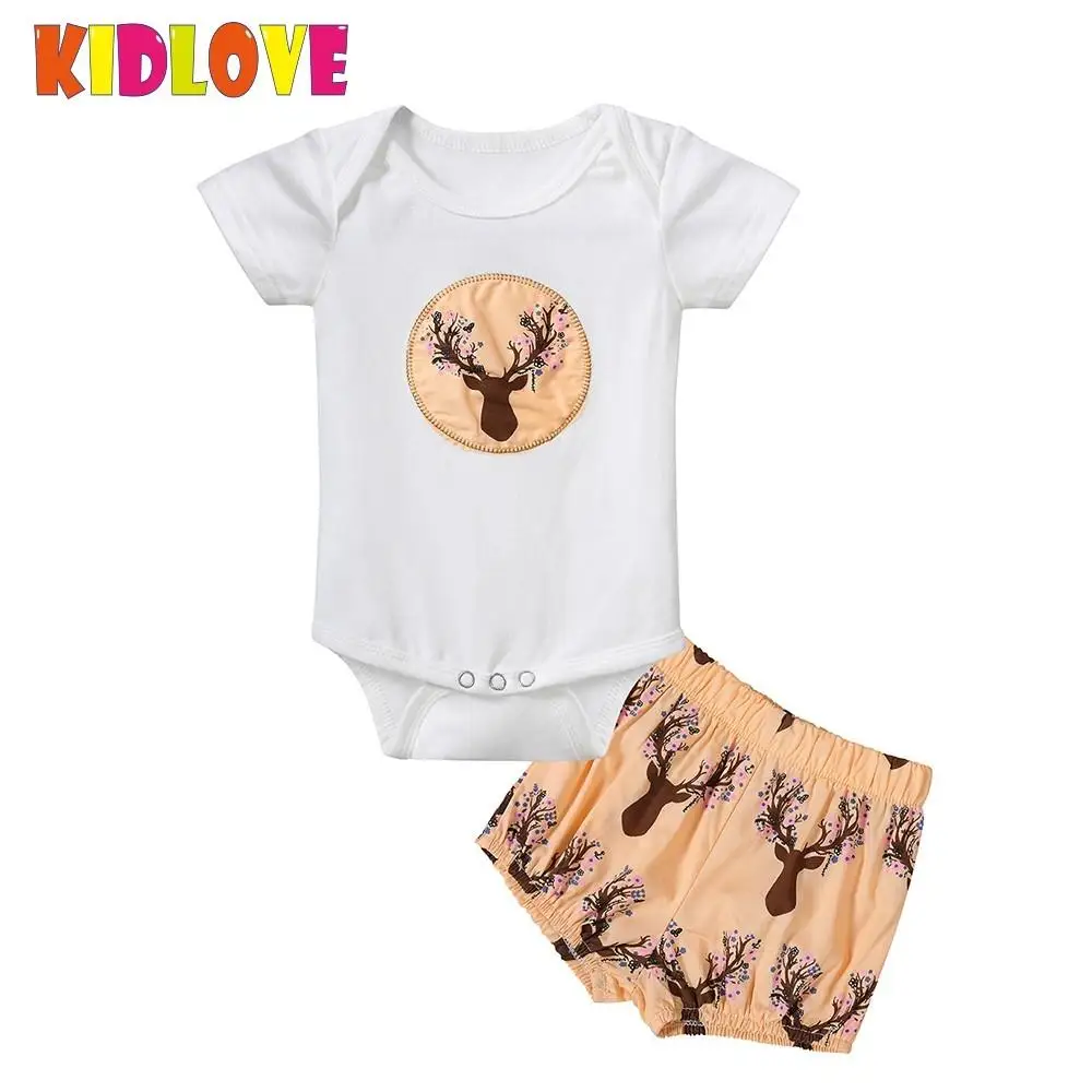 Kidlove/комплекты одежды для маленьких девочек с рисунком оленя хлопковый