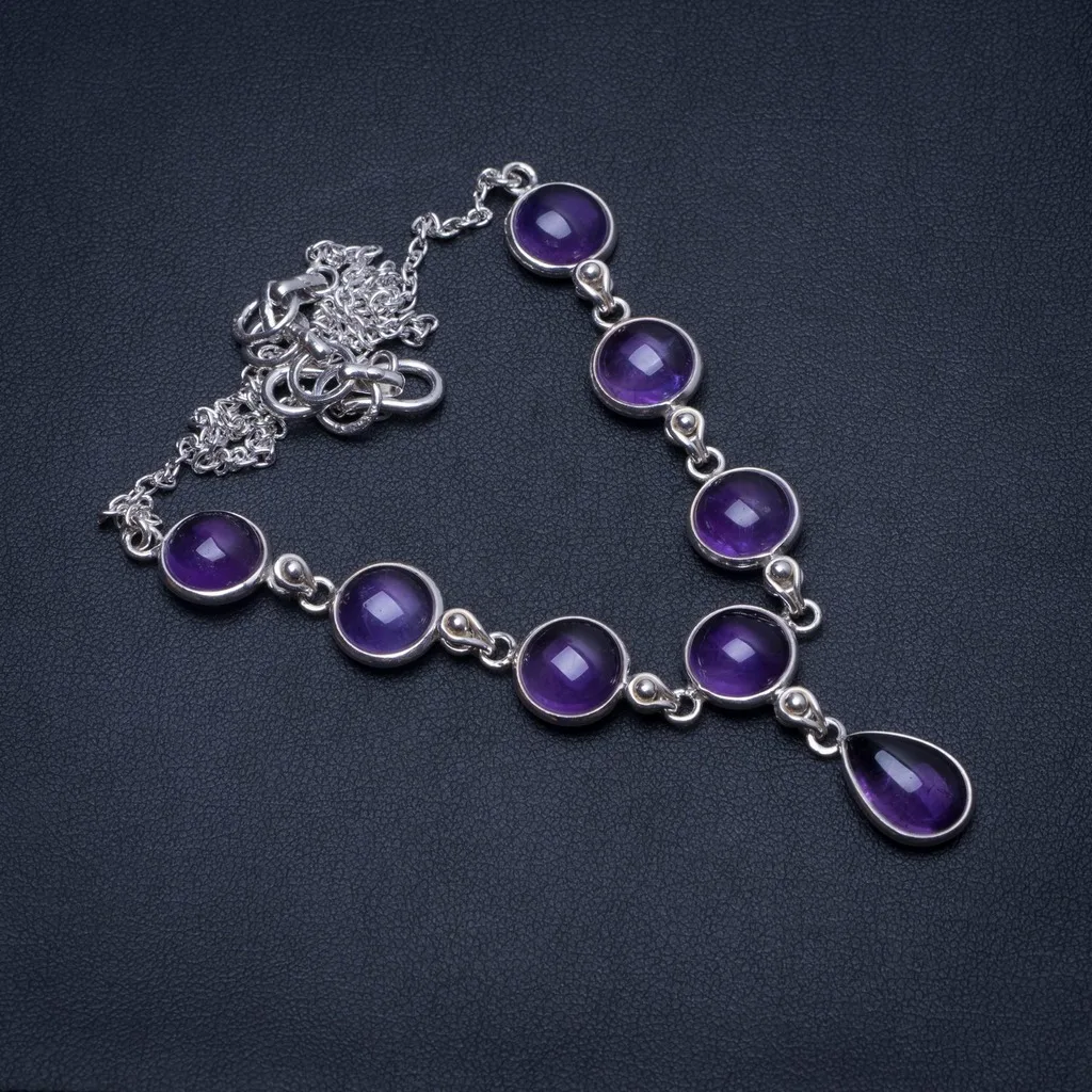 

Natural Amethyst Handmade Unique 925 Sterling Silver Y Necklace 16.5" T8668