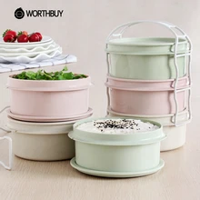 WORTHBUY 3 Schichten Kunststoff Mikrowelle Mittagessen Boxs Für Lebensmittelbehälter Japanischen Umweltfreundliche Bento Box Für Kinder Portable Picknick