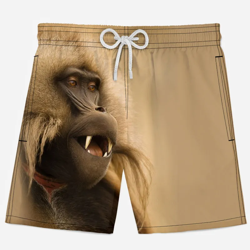 Повседневные мужские шорты с 3D принтом обезьяны, дышащие быстросохнущие шорты с 3d принтом животных, мужские шорты, новые летние мужские пляжные шорты, XS-4XL