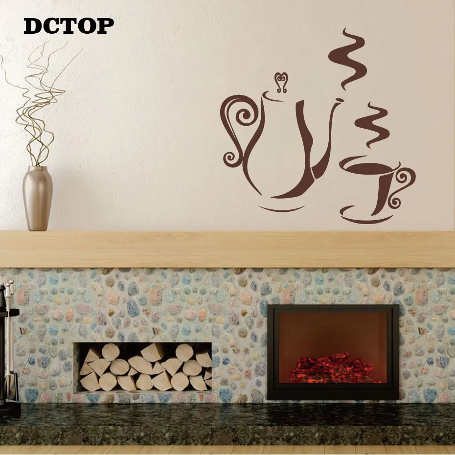 Fragrant Coffee Pot Cup Wall Sticker Kitchen Dining Room Decals For Coffee Shop Store Vinyls DIY Wall Art Home Decorative Mural (2)