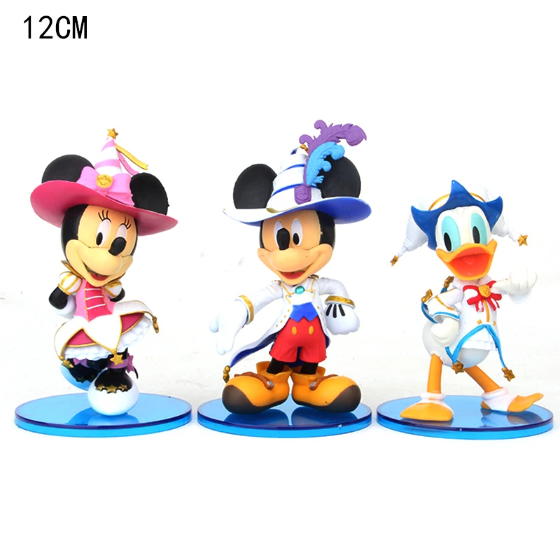 

13CM Disney figura Minnie Mickey Mouse Princess Donald Duck PVC action figure Posture Anime movie Collection Figurine 3pcs/set