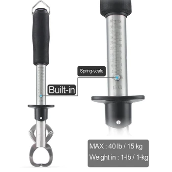 

5pcs FLG-S-001 Portable Fish Lip Grabber Grip Tool Fish Holder Stainless Steel Fishing Gear with Scale