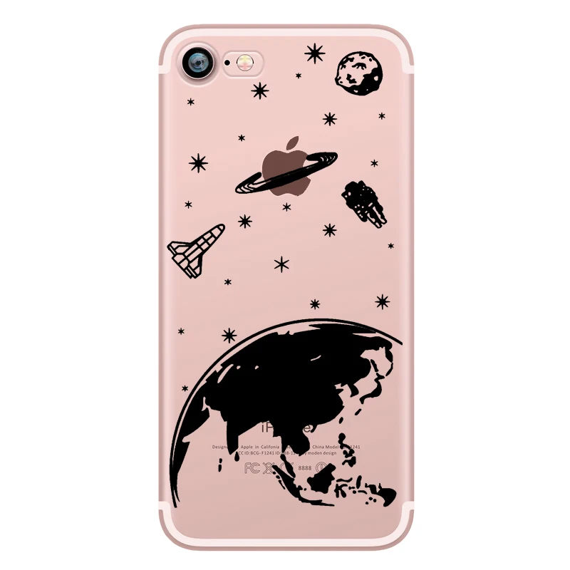 

ciciber I need my space Planet Rocket Outer space transparent soft silicone phone case cover for iPhone 6 6S 7 8 plus 5S SE X