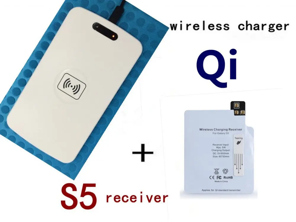 LED white qi wireless charger charging pad with wireless charger receiver for Samsung galaxy S5