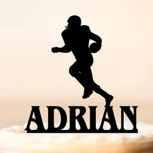 Пользовательское имя счастливое украшение для именинного торта, Футболист Силуэт украшение для именинного торта, для именинного пирога Топпер Декор поставки