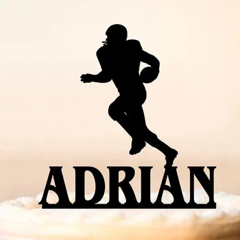 

Custom name Happy Birthday Cake Topper,Footballer silhouette Birthday cake topper, Birthday party cake topper Decor Supplies