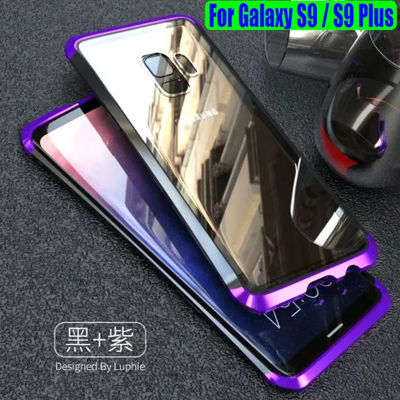 comprar Caso Para Samsung Galaxy S9 Mais Original Luphie Tampa De Alumínio + Quadro PC + 9 H Vidro Traseiro Dual Color Capa para S9 S901