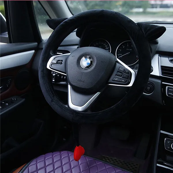 Ciliken Kawaii крышка колеса мультфильм авто аксессуары интерьер для bmw Руль Обложка короткий плюшевый Wram рулевой Набор для кожи - Название цвета: like the picture