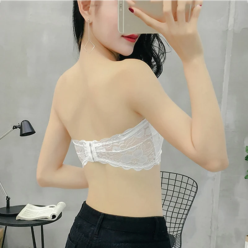 Sexy Summer Women Strapless Bra Lace Tube Top Bandeau Crop Tank Seamless Padded Underwear AIC88 women lingerie bra,women tank tops,women tube tops