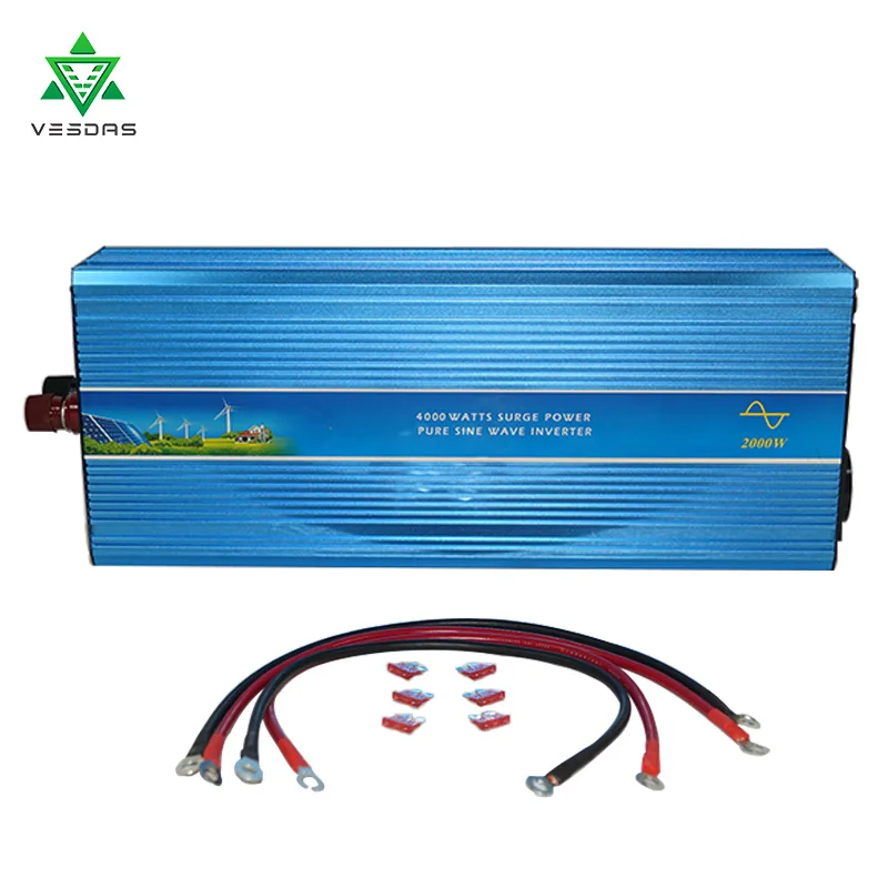 

2000W Off Grid Pure Sine Wave Inverter, 12V/24VDC to 110V/220VAC Single Phase Solar or Wind Power Inverter